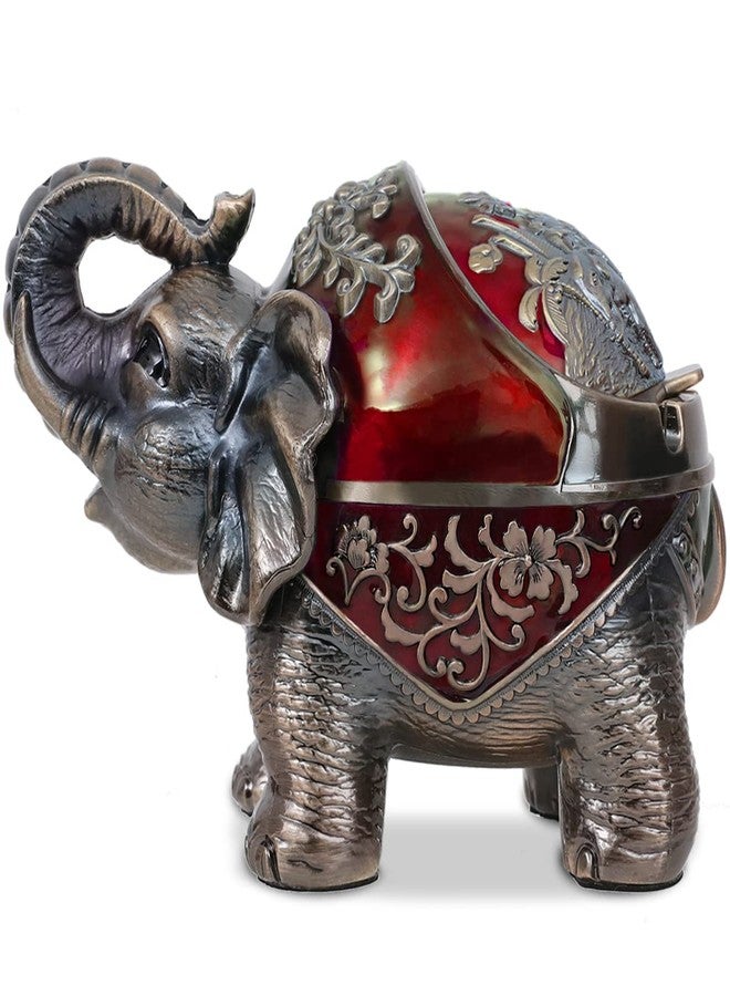 Gusnilo Elephant Ashtray with Lid - Windproof Metal Ashtray for Outdoor & Indoor Use, Practical Vintage Decoration (Red) - Image 1